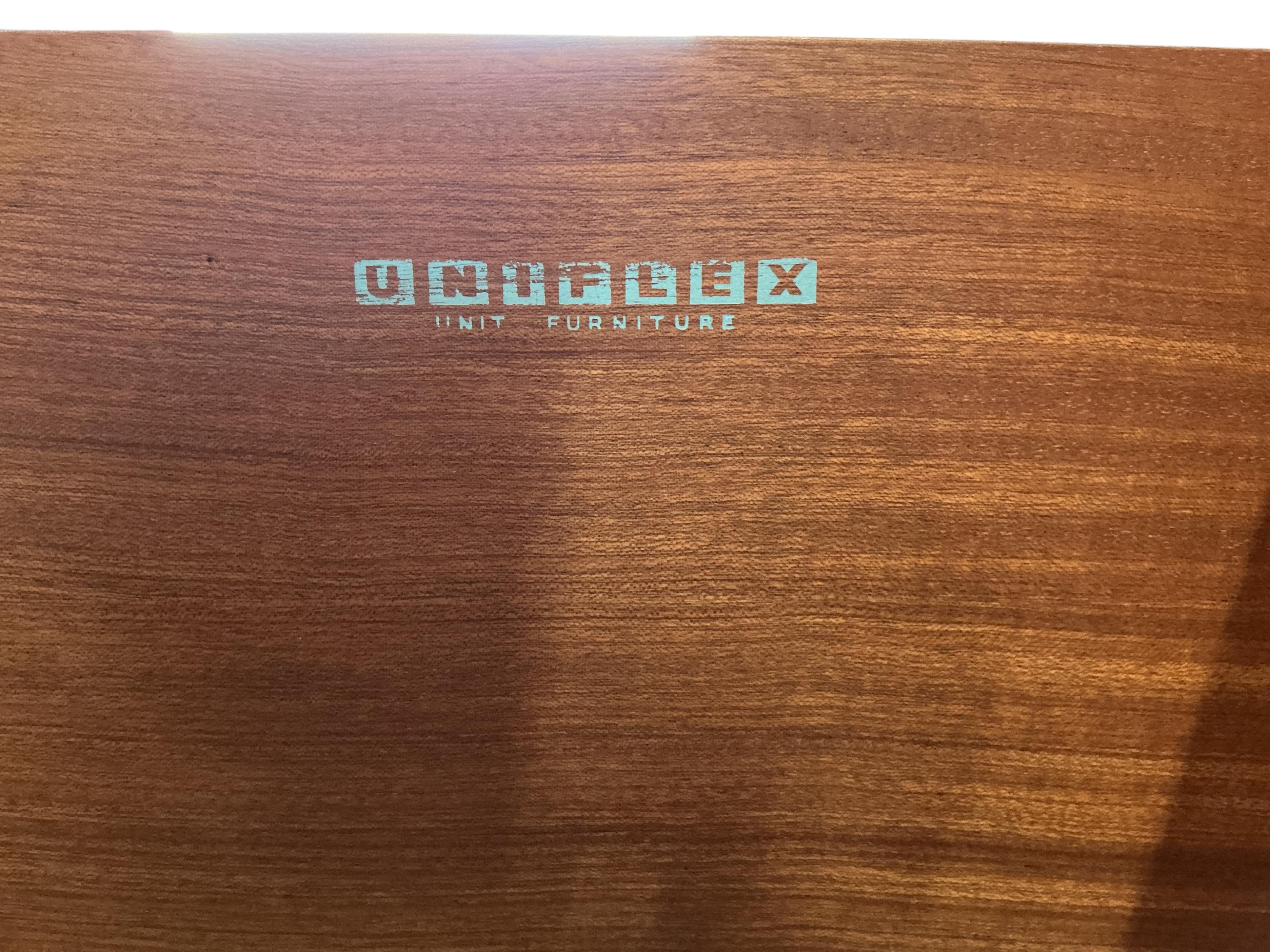 A mid century Uniflex teak bedside cabinet, width 37cm, depth 34cm, height 61cm